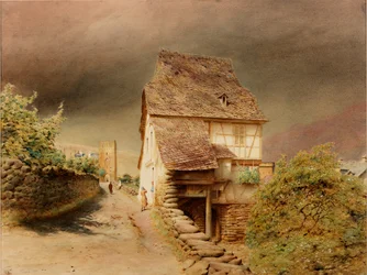 Tempestade de vinda (bodycolour e aguarela no papel)